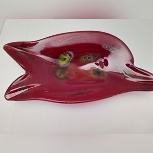 Vtg MURANO Fratelli Toso Multi Color Milefiori IArt Glass Dish, See Description